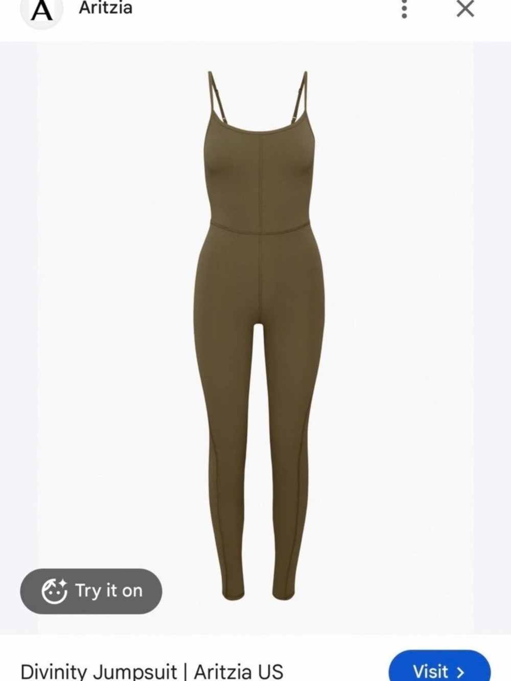 Aritzia Divinity Jumpsuit Olive Green